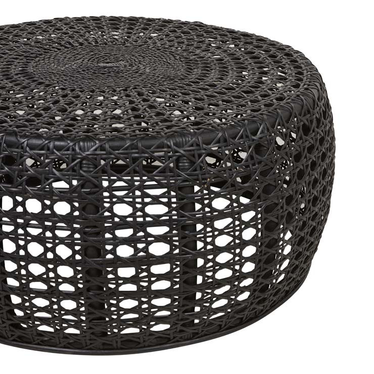 black woven coffee table