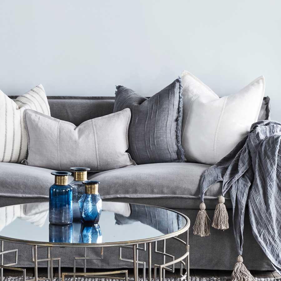 Soft Steel Linen Cushion | Steel Blue - Image 2