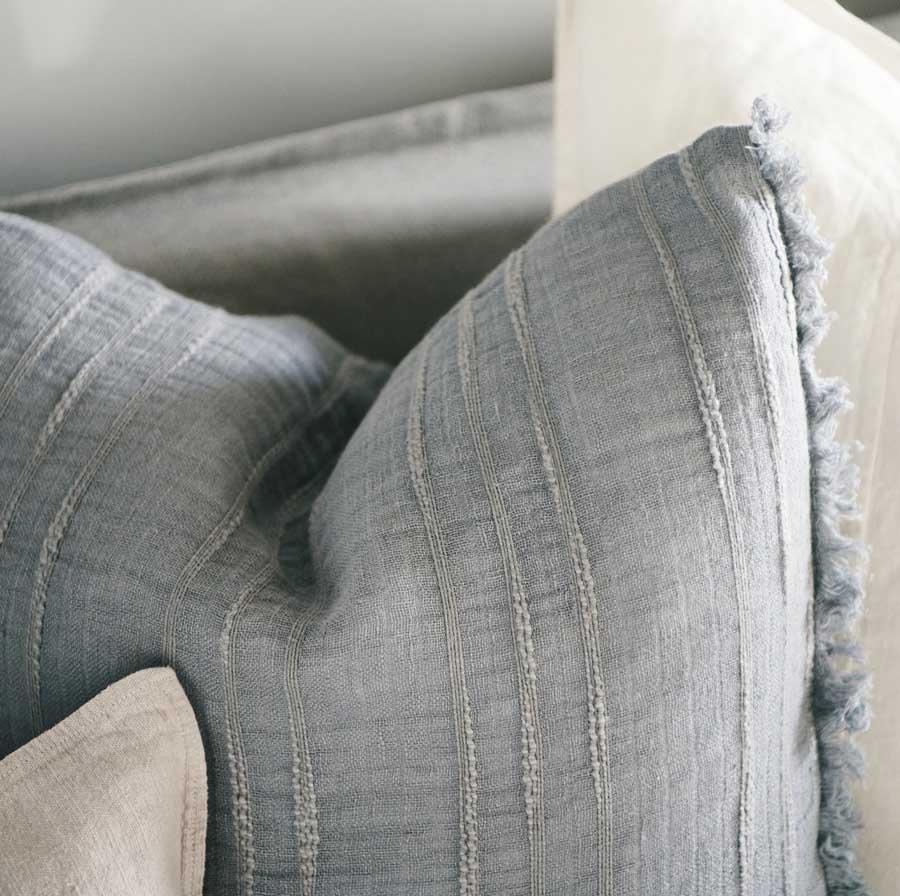Soft Steel Linen Cushion | Steel Blue - Image 3