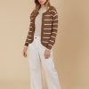 Juno Stripe Jumper/Cardigan Toffee