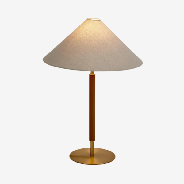 Huntley Leather & Brass Table Lamp & Shade