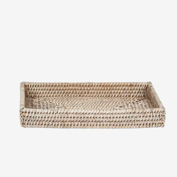 Paume Rattan Tidy Tray White Wash