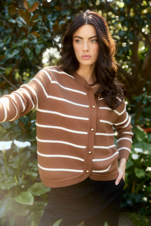 Juno Stripe Jumper/Cardigan Toffee