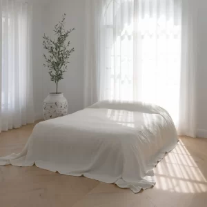 Luca Linen Bed Cover Off White